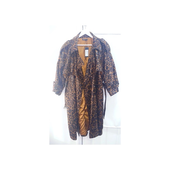 Faux Snakeskin Oversized Pu Trench Coat - Picture 2 of 5